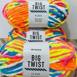 Big Twist Plush Super Bulky Neon Rainbow Yarn 153yd 10.5oz Variegated Joann